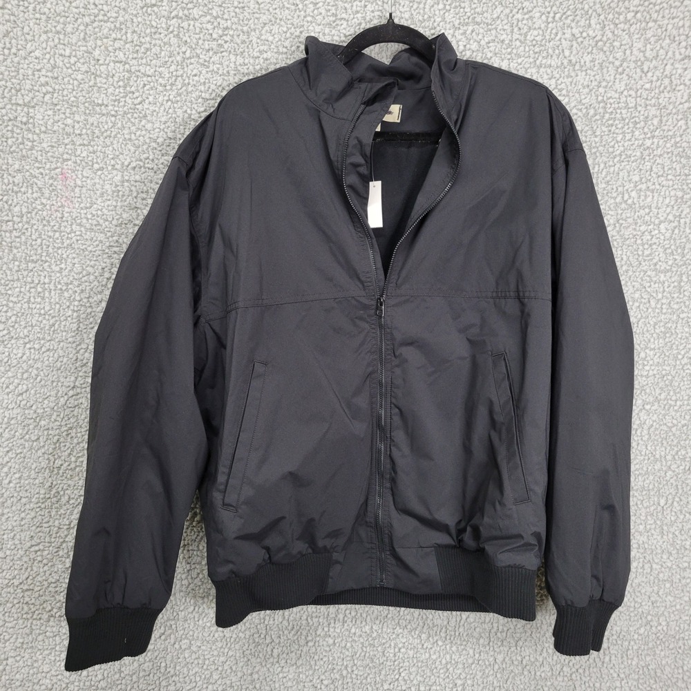 Madewell Mens Black Fleece Lined Bomber Jacket Full Zip Windbreaker Medium NWT